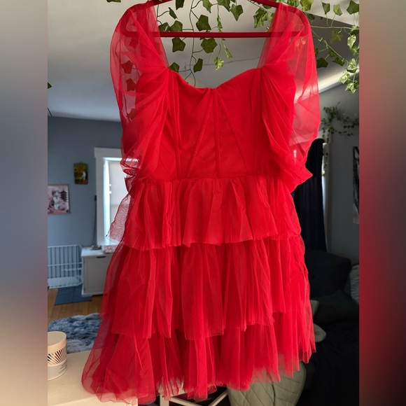 Lace & Beads tulle off-the-shoulder corset mini dress - Picture 8 of 10